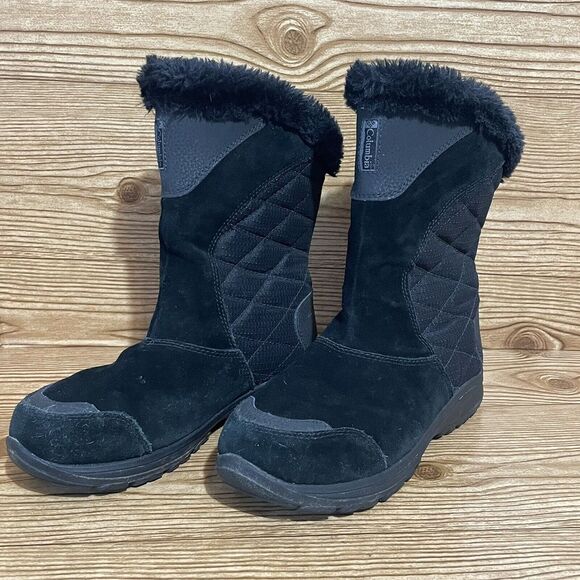 Columbia Boots Women sz 6‎ Black Ice Maiden II Winter Snow BL 1582-011 Leather - Picture 1 of 8